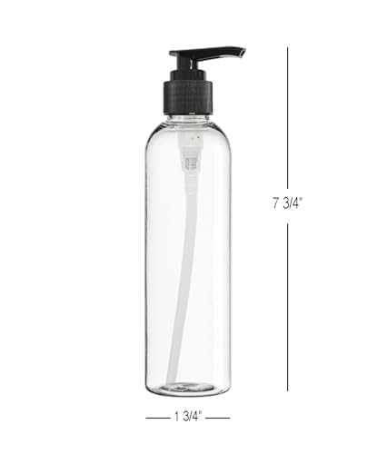 ljdeals 8 oz Clear Plastic Bottles, Empty Pump Bottles, Refillable Containers for Shampoo, Lotions, Cream and More, Pack of 2, BPA Free, Made in USA3