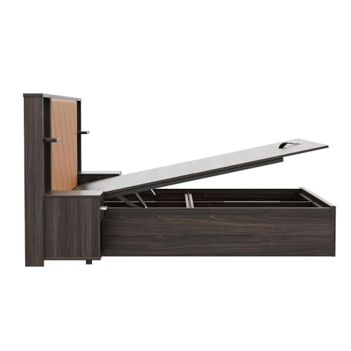 Image of Wakefit Bed | 3 Yr Warranty | King Size Bed, Hydraulic Storage,Camel Fabric Cushioned Upholstery Headboard,Density:680-750kg /m,Termite & Borer Resistant,Fits Mattresses Up to 8 inches(Noctis78x72-WM)