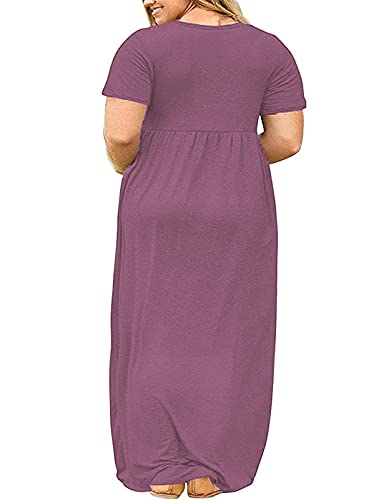 Image of Kancystore Women's Plus Size Maxi Dress with Pockets Summer Dresses XL-5X | Plus Size High Waisted Long Length Beach Dress, Empire Waist Round Neck Casual Dress, Solid Striped Floral Tie Dye Colors