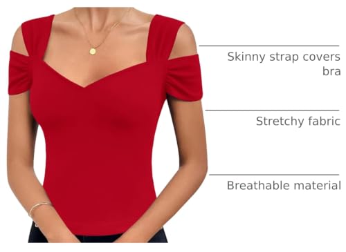 Image of Blingfit Cold Shoulder Tops Summer Tunic Shirts for Women T Shirts V Neck Short Sleeve Casual Tees Blouses 2026