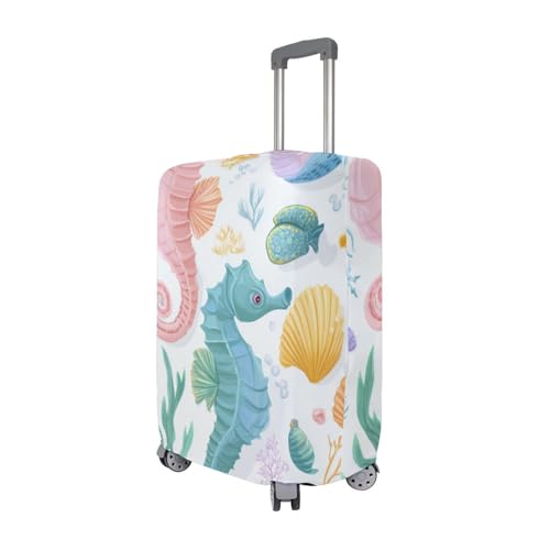 OTVEE Cute Seahorses Travel Luggage cover Personalized Print Washable Suitcase protector Elastic Spandex Protective for Baggage Fits 22-24inch (M)3