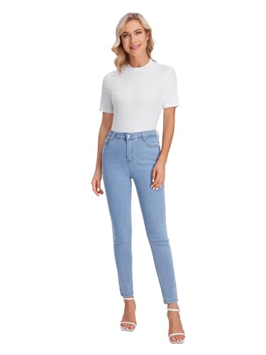 Verdusa Women's Business Casual Tops Mock Neck Short Sleeve Knit Basic Tees Work Ofiice Outfits4