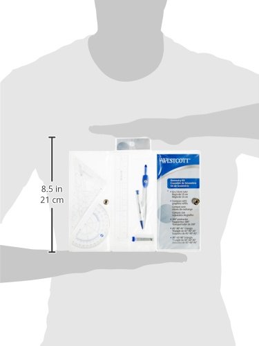 Westcott Six Piece Geometry Tool Kit with Pouch, Assorted Colors, (14564) - Image 8