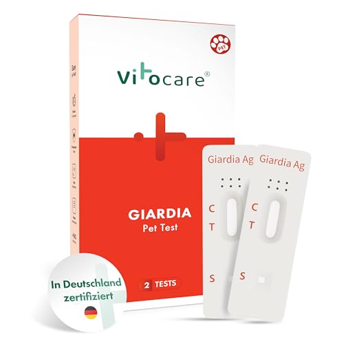 vitocare Giardien Test für Hund & Katze 2er Set für Zuhause in 10 Minuten anwendbar hygienisch einfach ohne Vorkenntnisse inkl. komplettem Testkit