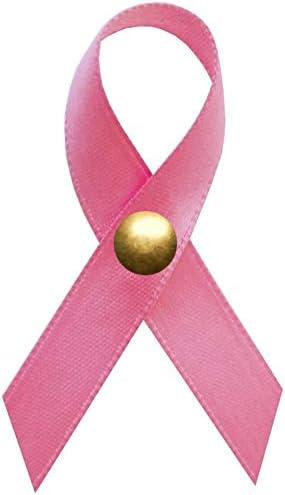 Support USA | American Made 250 Hot Pink Satin Breast Cancer Awareness Ribbons - Bag of 250 Fabric Ribbons with Clutch Pins - Pin Attached