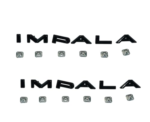 Image of 2Pc 1964 64 Impala Quarter Panel Emblems 3D Badge Letters Nameplate Replacement for Impala (Gloss Black)