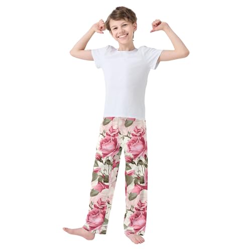 Pink Rose Vintage Floral Pajama Pants Long Sleep Pant Soft PJ Bottoms Sleepwear2
