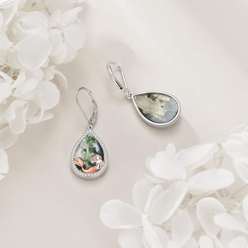 Boucles sirène argent 925 POPLYKE en agate mousse véritable