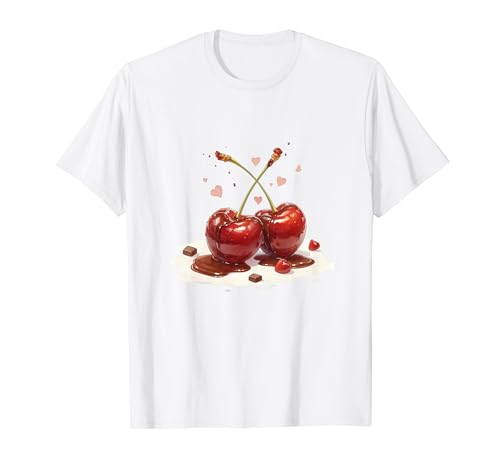 Cerezas Chocolate Coquette Chica Aesthetic Camiseta
