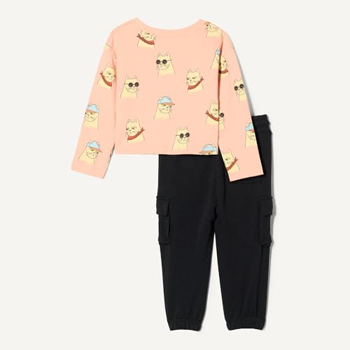 Image of Amazon Essentials Girls and Toddlers' Long Sleeve T-Shirt and Pull on Pants Set