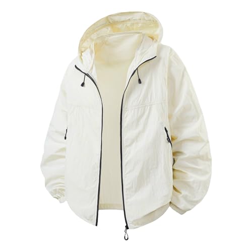 Mens Lightweight Windbreaker Waterproof Rain Jacket with Hood, Full Zip Sun Protection Hoodie Long Sleeve Sun Shirts