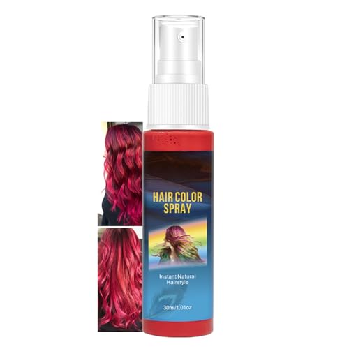 Spray temporal para el cabello, color rojo, tinte de pelo de color, tinte rojo instantáneo, no pegajoso y lavable, coloraciones para el cabello para carnaval, Halloween, cosplay, fórmula suave