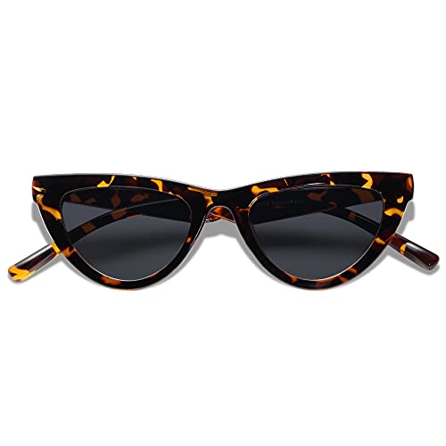 Vanlinker Triangle Cat Eye Sunglasses 90S Accessories For Women Funky Fun Small Sunglass C2 Leopard Frame/Grey Lens #TOP4