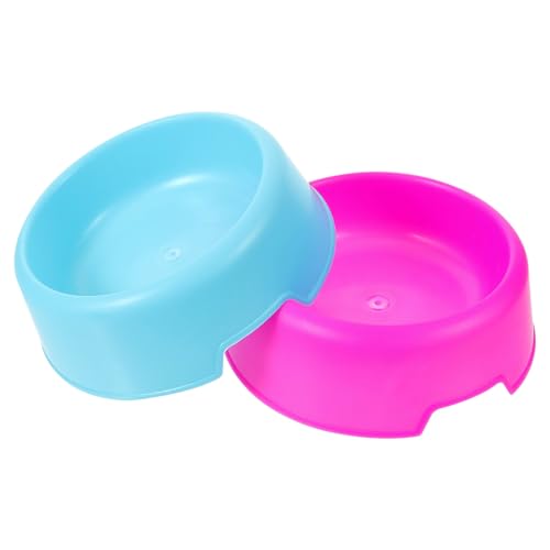 Beaupretty Cuencos para Mascotas de Plástico 2 Piezas (Azul y Rosa Fucsia), Cuencos Redondos Antideslizantes para Perros y Gatos, Tazones Prácticos para Comida y Agua, Tamaño Cómodo