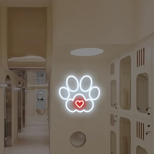 Image of Paw Neon Sign Animals Paw Print Custom Neon Sign Led Light Wall Decor Pets Shop Neon Sign Pets Shop Decor Birthday Gift for Pets Lover, 13 inchx13 inch