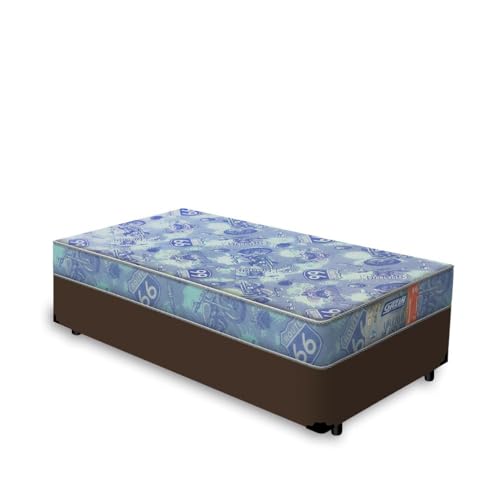 Cama Box Solteiro Marrom Gazin Supreme + Colchão de Espuma D20 78x188x37cm