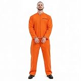 Fun Shack Disfraz Preso Naranja Hombre, Disfraces Carcel Convicto, Mono Naranja, Disfraz Carnaval Soltero y Halloween - XL