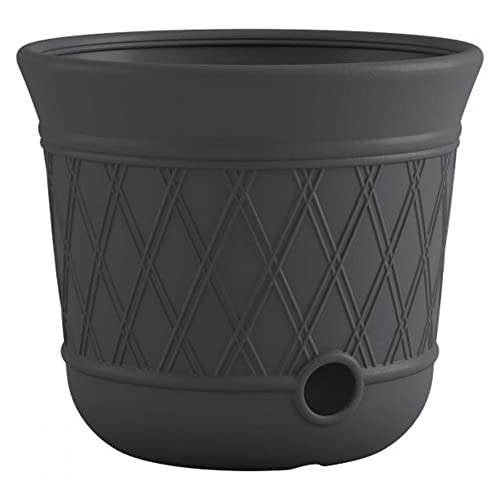 Suncast 2 Pack 14" x 12" Round Resin Decorative Weatherproof Outdoor Hideaway Standard Garden Hose Storage Pot with Drainage Holes, Gray - image 7