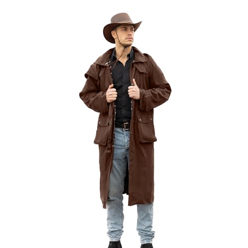 Image of RESISTANCE Premium Oilskin Duster Coat Waterproof Cotton Unisex Cowboy Cowgirl Western Workwear