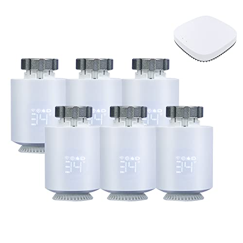 Qiumi Zigbee Thermostat-Heizkörperventil, intelligenter programmierbarer Thermostat, TRV, Alexa, Sprachsteuerung, Größe kompatibel mit den meisten Ventilen