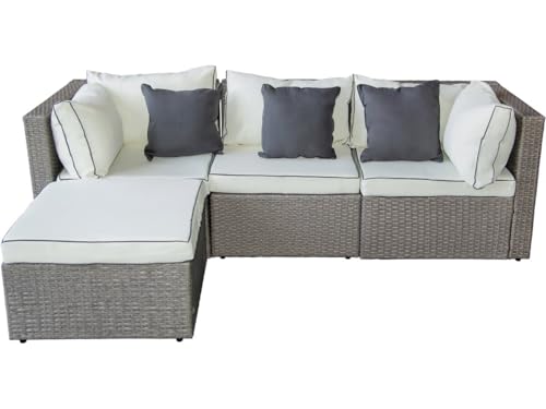 Muebles de jardín Bajos en Resina Tejida Kuba - Gris