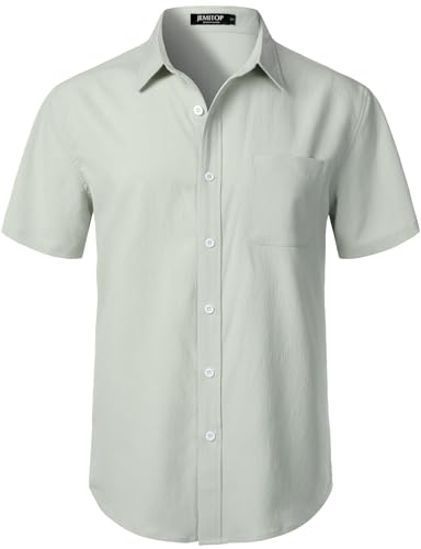 Image of JEMITOP Mens Stretch Wrinkle Free Texture Shirts
