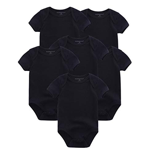 Image of Kiddiezoom Baby Unisex Baby Short Sleeve Cotton Bodysuits Black 6-Black
