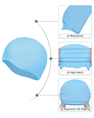Zando Adult Silicone Swim Cap For Men Highly Elastic Swim Caps For Women Swimming Long Hair Bathing Caps For Women Swimming To Keep Hair Dry Waterproof Swimming Caps Grey #TOP4