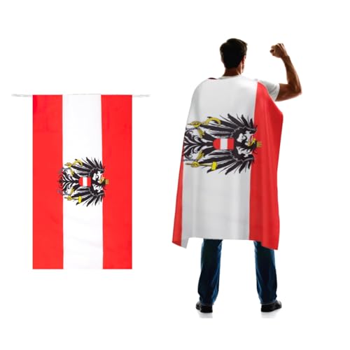 Austria Austrian Coat of Arms Flag Cape 3x5 FT for Independence Day Holiday Costumes Celebrati,150D Premium Polyester,Austrian Eagle Patriotic Flags Costume Cloak.