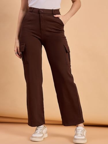 Image of Women's Cargo Pants High Waisted Baggy Wide Leg Cargo Trousers Casual Loose Fit 4 Pocket Utility Streetwear Fashion Work Bottoms, White Black Pink Lavender Beige Brown