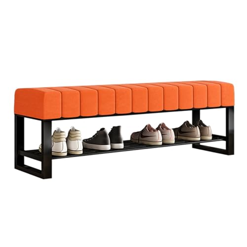 Banc de rangement rembourré orange de 80 cm pour optimiser l'organisation du couloir