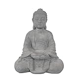 Kante 14.17' H Cement Composite Meditating Buddha Statue Ornament, Natural Concrete Indoor/Outdoor Tabletop Décor