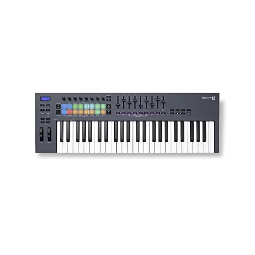 Novation FLkey 49 controlador de teclado MIDI : integración perfecta con FL Studio y modos Chord y Scale. Todo el software que necesitas para producir música.