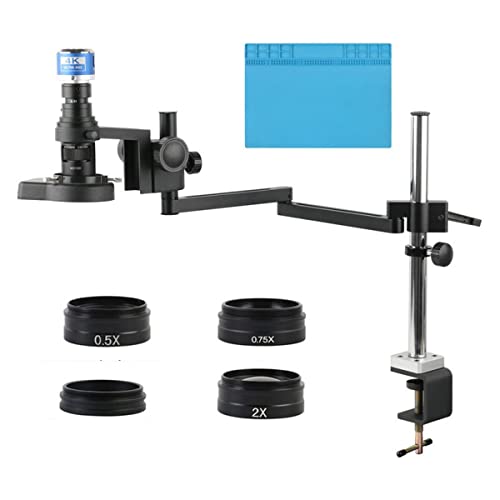 Accesorios Para Microscopios 12MP 4K 1080P USB H_DMI Video Cámara de microscopio industrial 200X Sistema de lente de zoom Grabadora for laboratorio Soporte libremente ajustable Durabilidad Y Rendimien