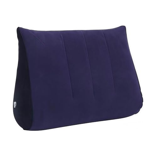 Image of Blow up Cushion Wedge Pillow Compact Lightweight Multipurpose Triangle Shape Dark Blue