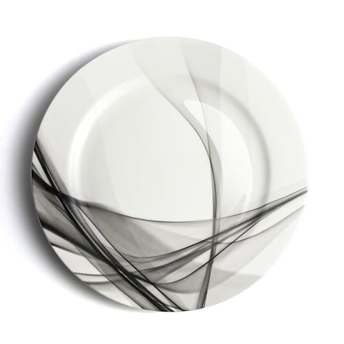 IQCWOOD Ceramic Dinner Plates Set of 6, 10.5 inch Dish Set Microwave, Oven and Dishwasher Safe, Scratch Resistant, Kitchen Porcelain Serving Dishes, White Dinner Plates Restaurant Dishes