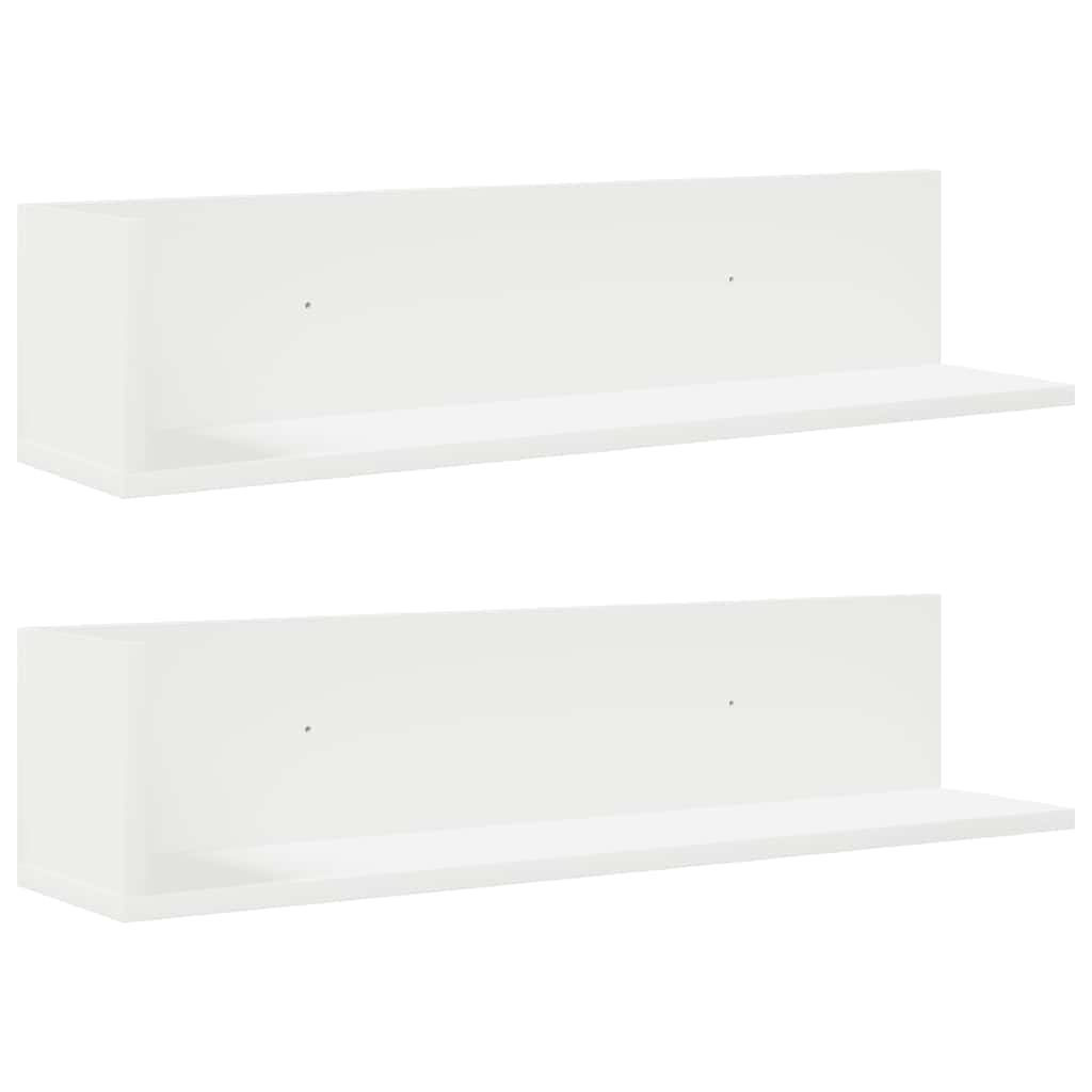 Étagères murales et corniches 2 pcs blanc 75x16,5 bois d'ingénierie