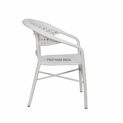 Image of India Patio Seating Chair and Table Set Garden Coffee Table Set with 1 Table and 2 Chairs Set Outdoor Furniture (White)