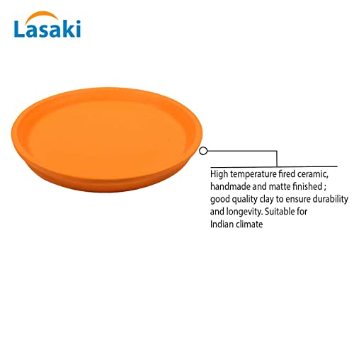 Image of Lasaki Round Ceramic Trays (Plates Saucers) for Pots, planters, Flower, Succulent(Set of 2,Lily,3.5 inch) R3.5(Plants not Included)