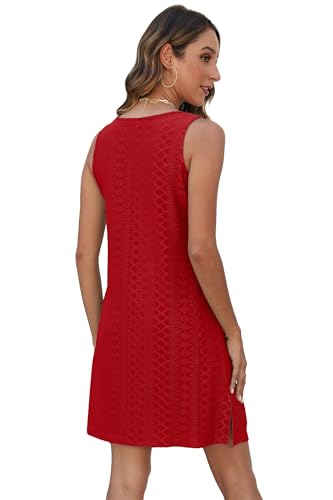 Image of BKRIVE Coverup Summer Dresses for Women 2026 Eyelet Casual Loose Sleeveless Sundresses Tank Dresses with Pockets