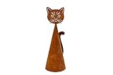 Zaunhocker Pfostenhocker Zaunfigur Katze aus Metall in Rostoptik I 33 cm