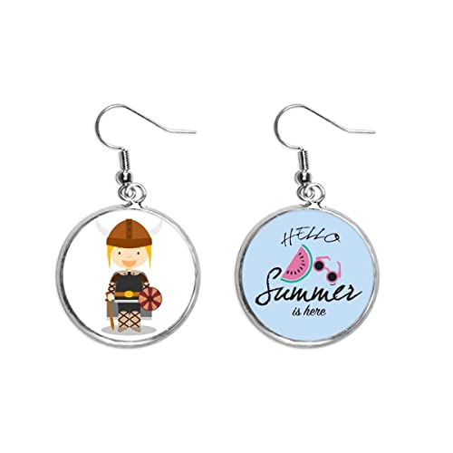 Pendientes de sandía y pendientes vikingos cartoon para joyería del lóbulo femenina