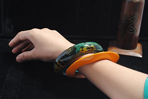 Image of Dynamic Veil - Statement-piece of Wooden-Bangle Spray-Painted through French Floral Design Fabric Lace in Algiers Blue & Dandelion Yellow Colors from Glam Veil Collection by Pure Hands