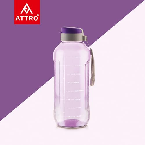 Image of ATTRO Ultra Pro Motivational 1.5-Liter BPA-Free Water Bottle with Leak-Proof Flip-Top Cap, Nylon Strap and Stylish Color for Daily Hydration- Violet-Set Of 4