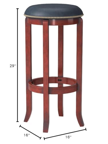 Butaco giratorio ADF de 29 pulgadas con acabado Cherry y tapizado en cuero sintético miniatura 2