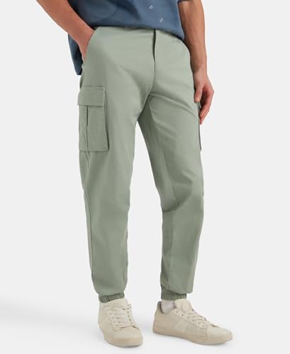 Image of Jockey Groove MZ10 Men Super Combed Cotton Woven Regular Fit Cargo Jogger with Seven Pockets