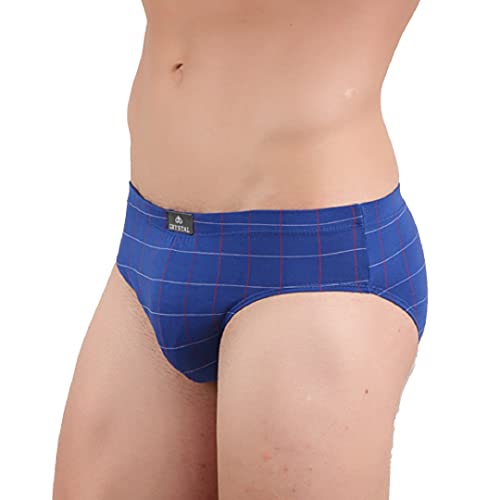 Image of Crystal Italia Brief Men's Super Combed Cotton Checkered Brief with Concealed Waistband | Assorted | (Pack of 4)