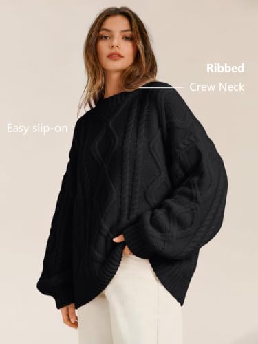 Image of Trendy Queen Women's Oversized Cable Knit Sweaters 2026 Fall Outfits | Quiet Luxury Style, Chunky Knit Texture, Winter Holiday Outfit, Easy Layering Piece, Fall Fashion Staple