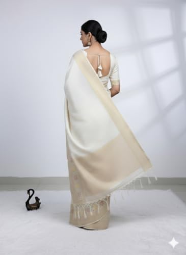 Image of Kanjivaram Silk Saree for Women - Handloom Floral Weaving, Contrast Border, Heavy Gold Zari Rich Pallu, Traditional Designer Wedding & Festive Saree with Blouse Piece