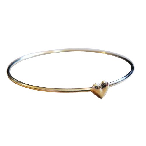 OEM 1pc Gold tone Alloy Heart Charm Bangle Bracelet Jewelry for women teens girls